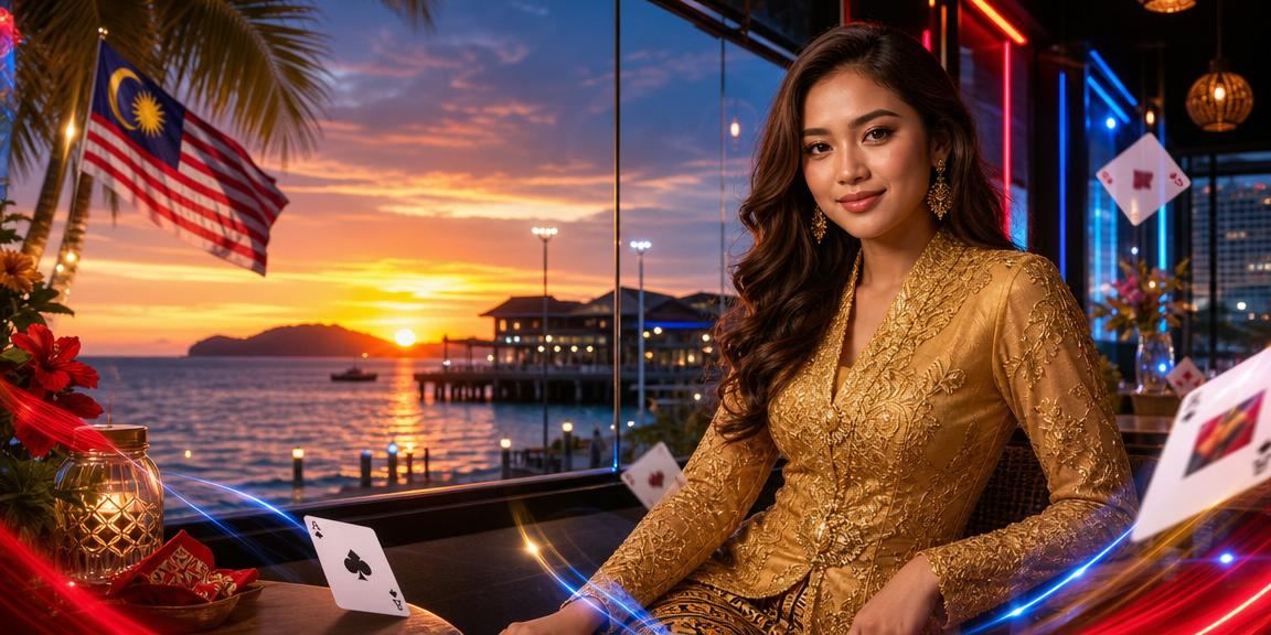 Remaja sedang bermain Teen Patti dengan pakaian tradisional Melayu di Kota Kinabalu